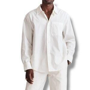 NWT Madewell Men’s Size L Ivory Poplin Easy Long-Sleeve Button Shirt NM459